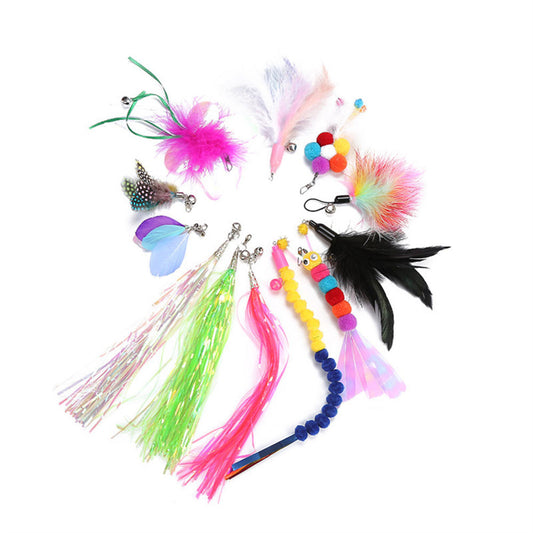 Interactive Free Combination Replacement Head Feather Bell Pendant Cat Stick Toy