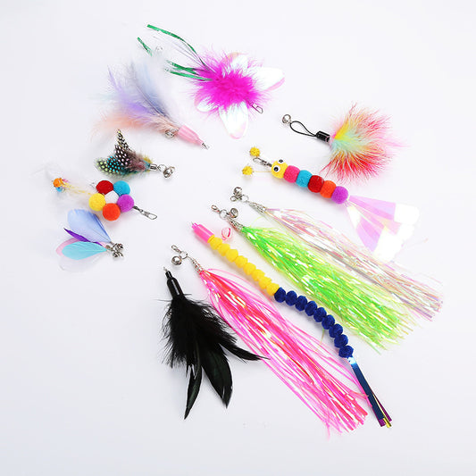 Interactive Free Combination Replacement Head Feather Bell Pendant Cat Stick Toy