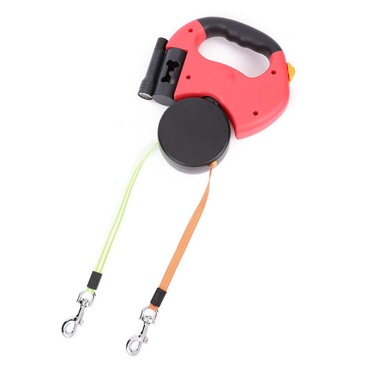 Retractable Dog Leash For Small Dogs Reflective Dual Pet Leash Lead 360 Swivel No Double Dog Walking Leash With Lights Pet Products